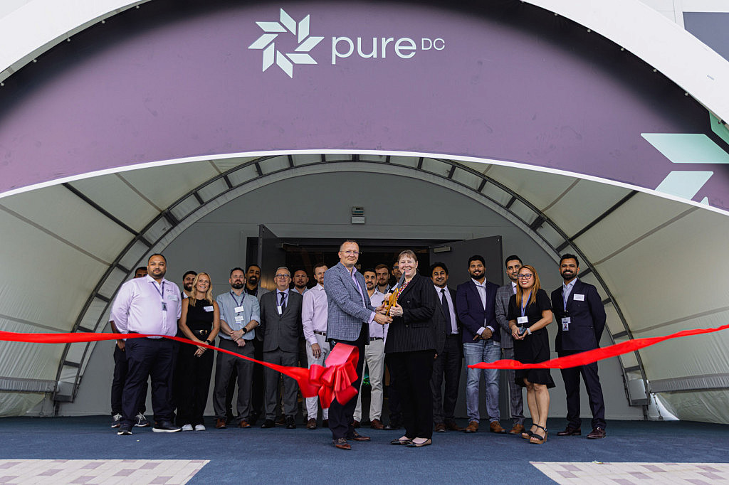 Pure DC (Pure Data Centres Group) Abu Dhabi Yas Island opening ceremony with Dame Dawn Childs and partners