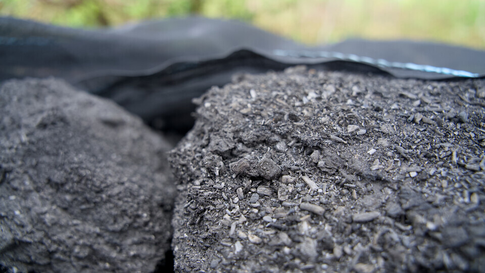 Close-up of biochar