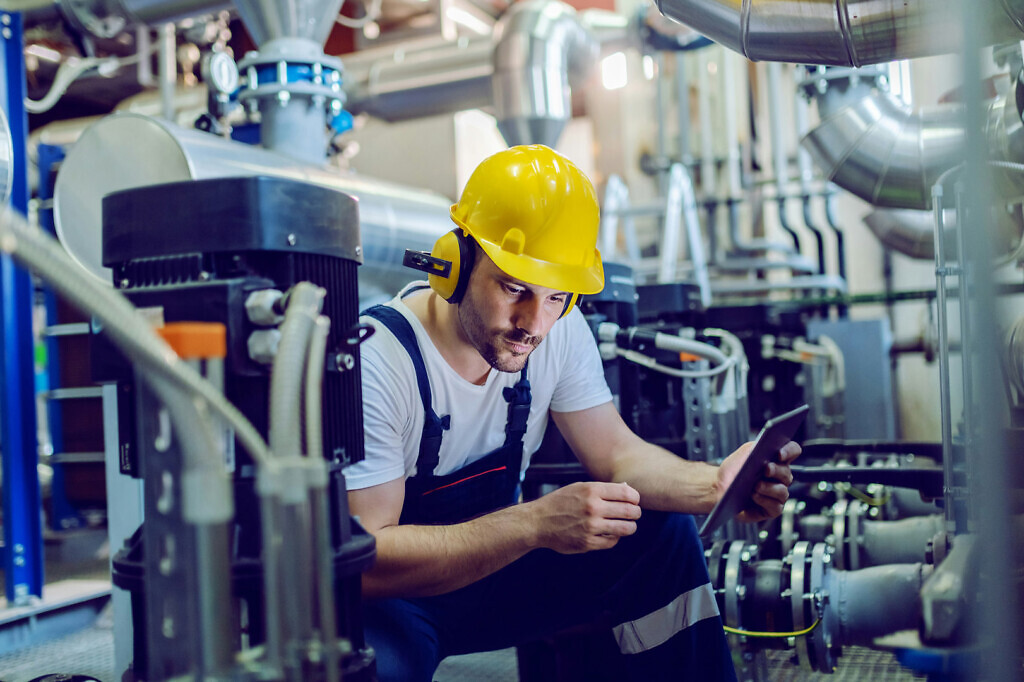 Worker in data centre