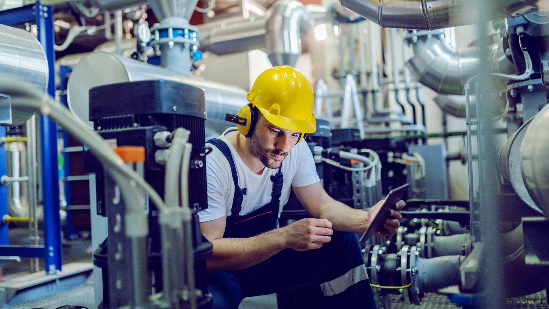 Worker in data centre